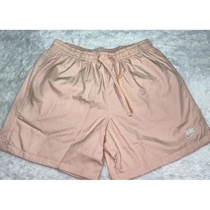 Nike Sportswear Pink Salmon Woven Flow Shorts Mens L Mid Thigh Length